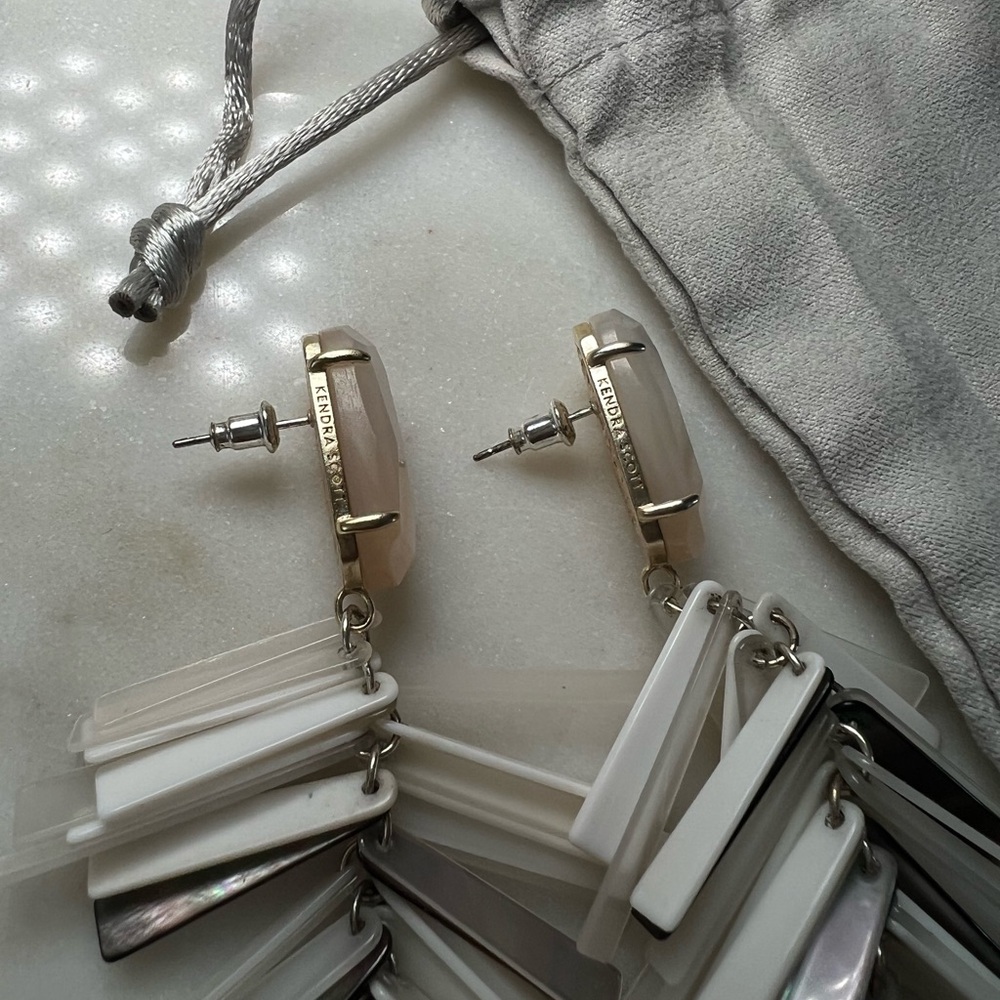 Kendra Scott Silver and White Geometric Cascade Earrings - Picture 3 of 3